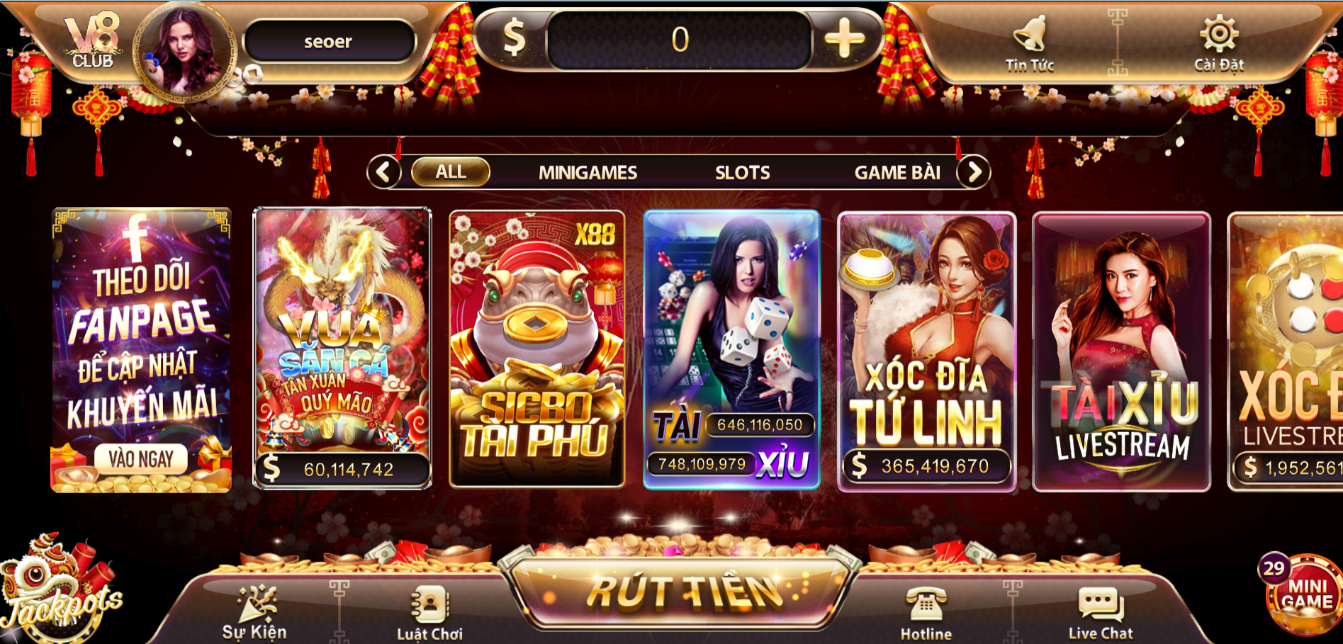 Kho tr&ograve; chơi xanh ch&iacute;n tại cổng game V8club thu h&uacute;t đ&ocirc;ng đảo người chơi tham gia